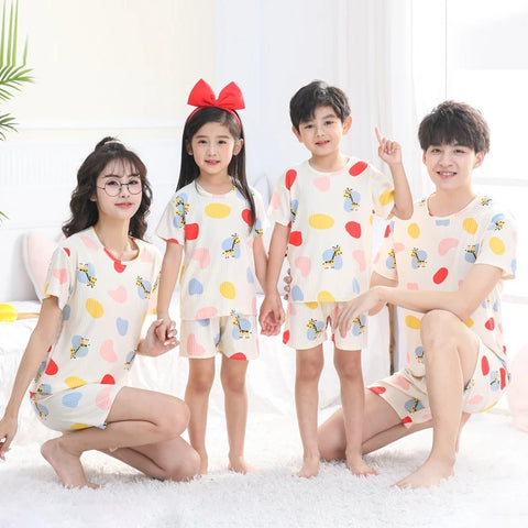 Family Look Pajamas Sets Summer Cotton Night Set Parent-child Sleepwear Family Matching Outfits Mommy and Me Clothes Pyjamas Set