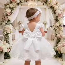 Toddler Girl Princess Dress Elegant Party Dresses For Girls Baby Lace Wedding Dress Baptismal Costume Backless Children Dresses