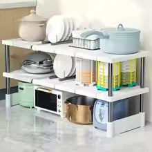 Adjustable Under Sink Storage Rack,Expandable Kitchen & Bathroom Cabinet Organizer, Durable Space-Saving Multi-Layer Pot Holder