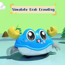 Crawling Crab Toy Fun Double Return Force Toys Infant Learning Crawl Walking Cartoon Cute Simulation Crab Crawling for Kids Baby