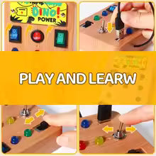 Montessori Busy Board with 8 LED light switches, sensory toy, travel toy, suitable for infants and toddlers aged 1 year and up.