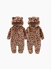 Newborn Hospital Set Search by image 0          Cozy Baby Leopard Print Romper Hooded Bear Ear Fleece Jumpsuit Warm Winter Outfit For Newborn Boys And Girls