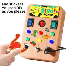 Montessori Busy Board with 8 LED light switches, sensory toy, travel toy, suitable for infants and toddlers aged 1 year and up.