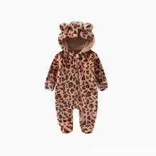 Newborn Hospital Set Search by image 0          Cozy Baby Leopard Print Romper Hooded Bear Ear Fleece Jumpsuit Warm Winter Outfit For Newborn Boys And Girls