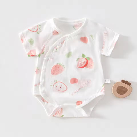 AYNIGIELL Summer Pure Cotton Clothes Newborn Baby Girls Boys Romper Cotton Short-sleeved Bodysuit Infant Baby Clothes